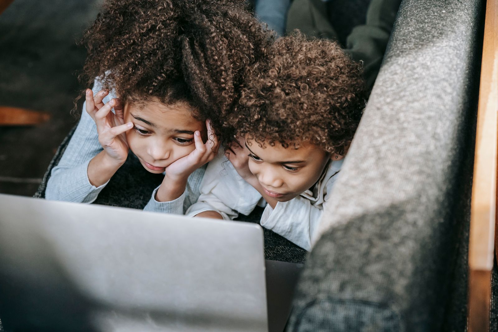 Children learning together at home
